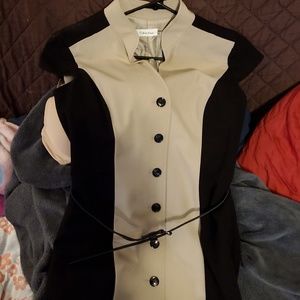 Calvin Klein Professional Button Down Dress w/Belt
